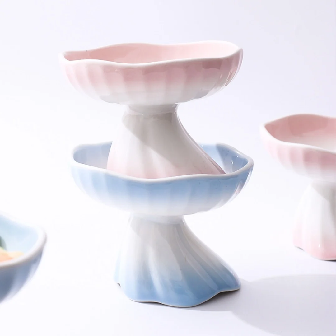 Dress-shaped Gradient Ceramic Elevated Pet Water & Food Bowl For Cats Dogs — image 4