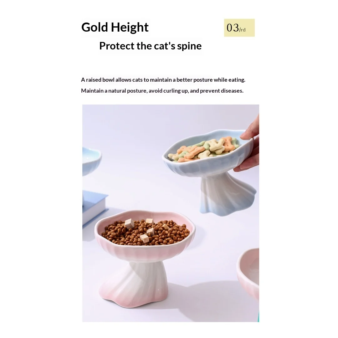 Dress-shaped Gradient Ceramic Elevated Pet Water & Food Bowl For Cats Dogs — image 10