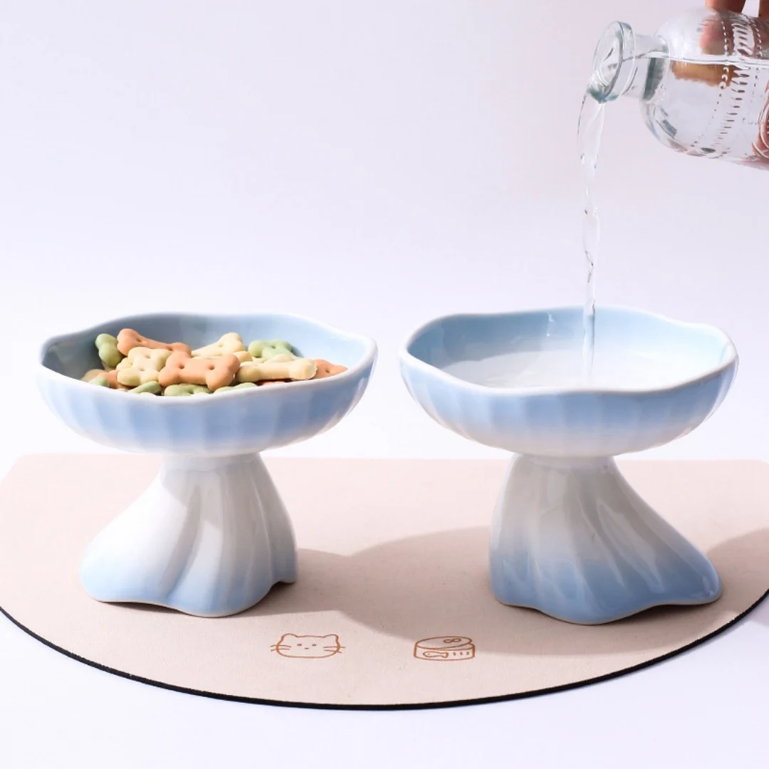 Dress-shaped Gradient Ceramic Elevated Pet Water & Food Bowl For Cats Dogs — image 11