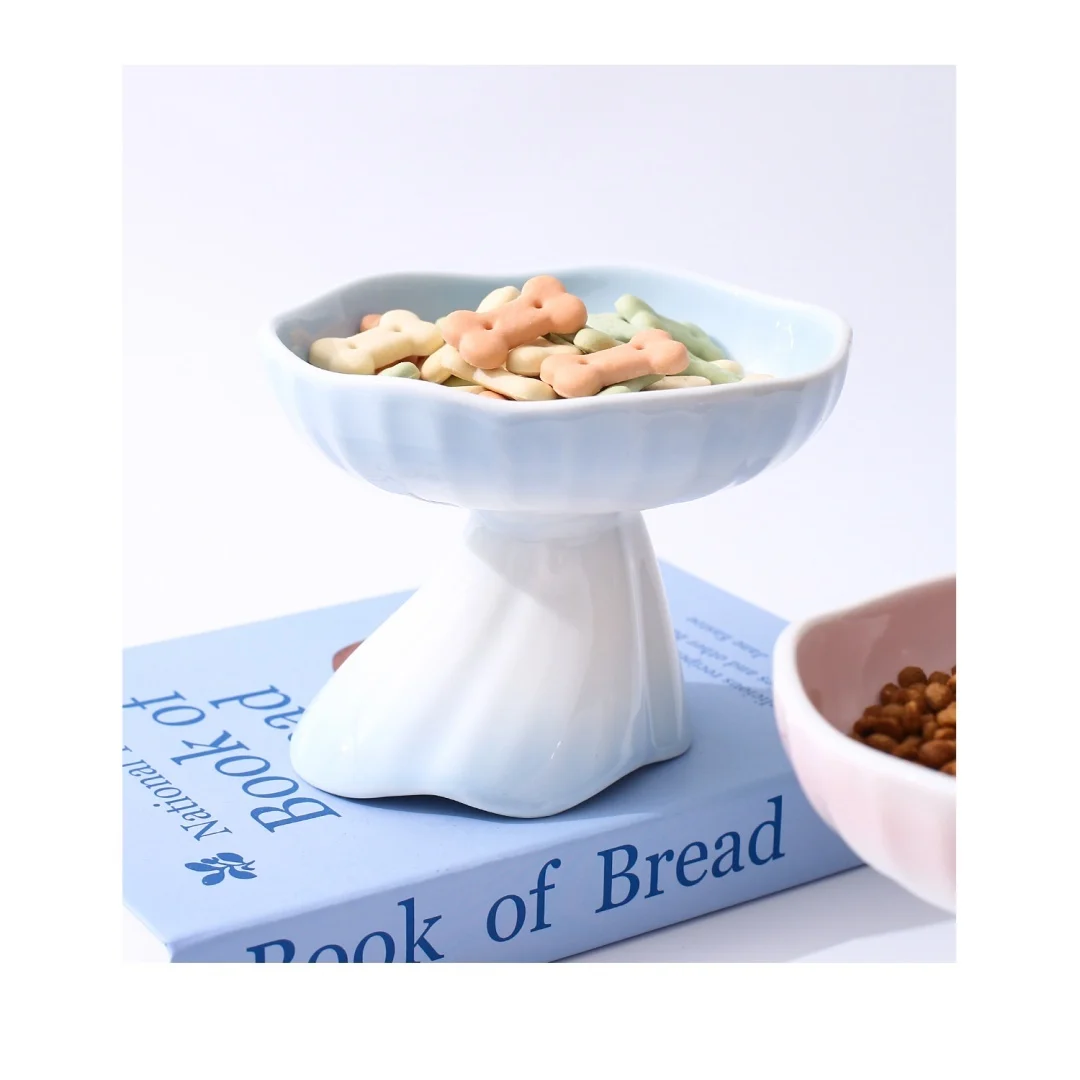 Dress-shaped Gradient Ceramic Elevated Pet Water & Food Bowl For Cats Dogs — image 18