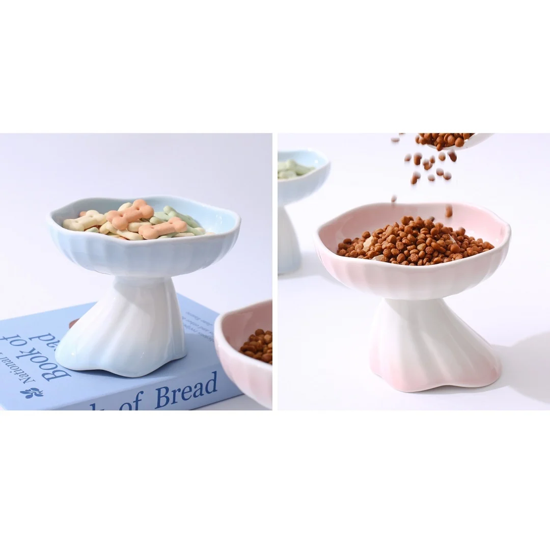 Dress-shaped Gradient Ceramic Elevated Pet Water & Food Bowl For Cats Dogs — image 17