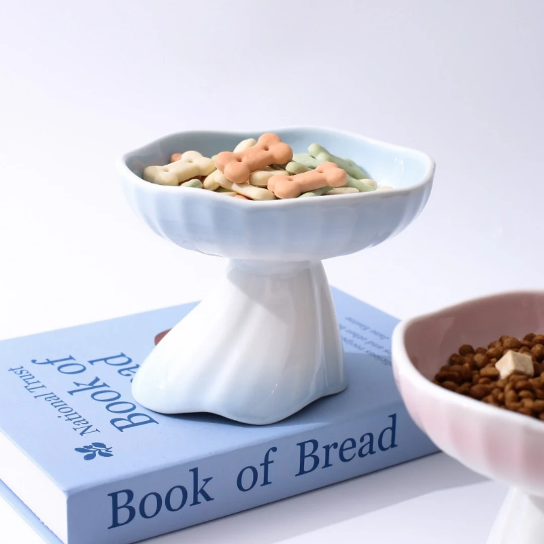 Dress-shaped Gradient Ceramic Elevated Pet Water & Food Bowl For Cats Dogs — image 12