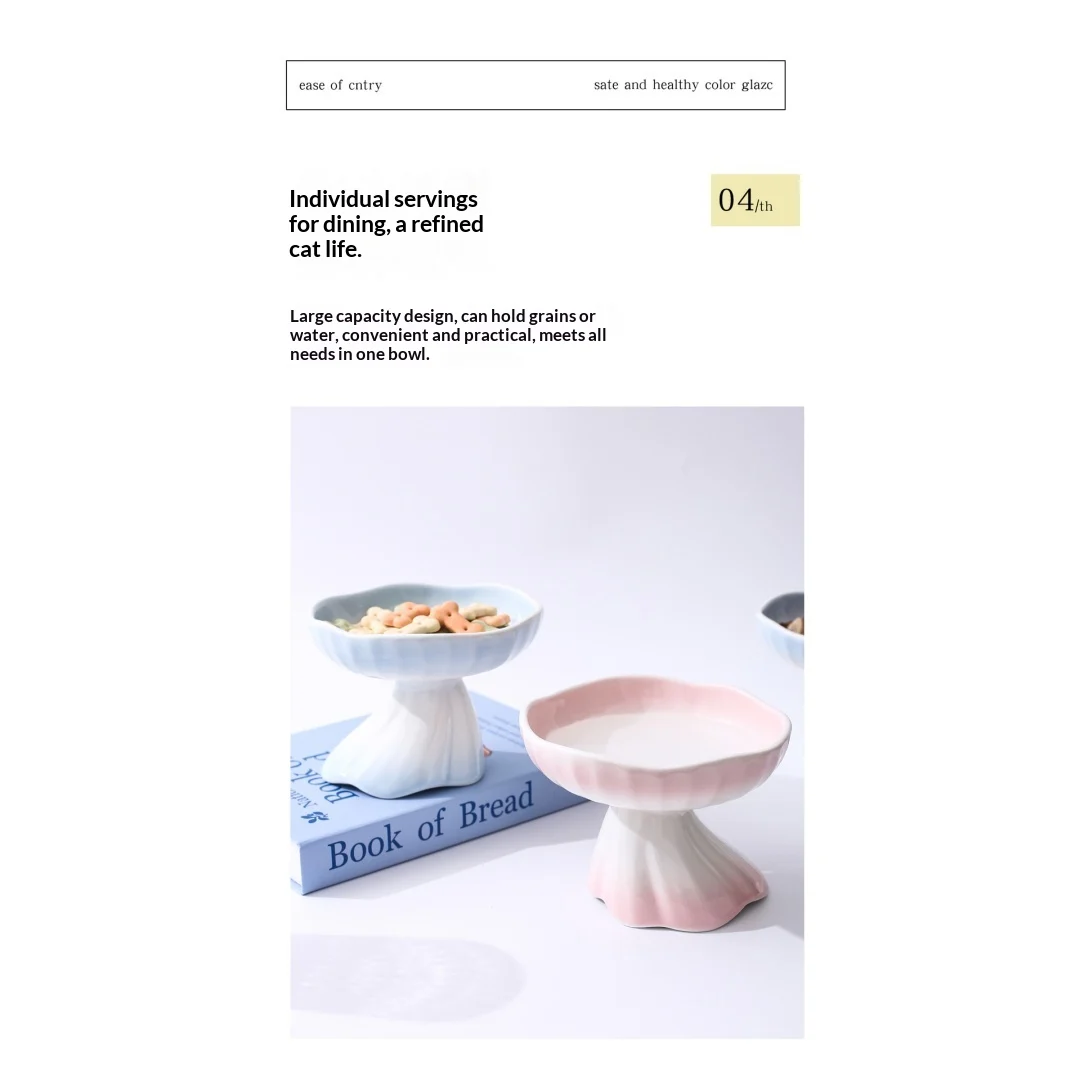 Dress-shaped Gradient Ceramic Elevated Pet Water & Food Bowl For Cats Dogs — image 6