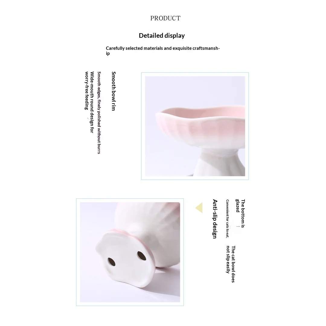 Dress-shaped Gradient Ceramic Elevated Pet Water & Food Bowl For Cats Dogs — image 2