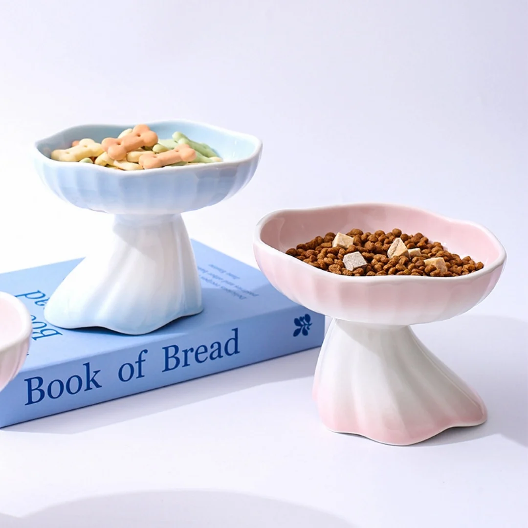 Dress-shaped Gradient Ceramic Elevated Pet Water & Food Bowl For Cats Dogs — image 15