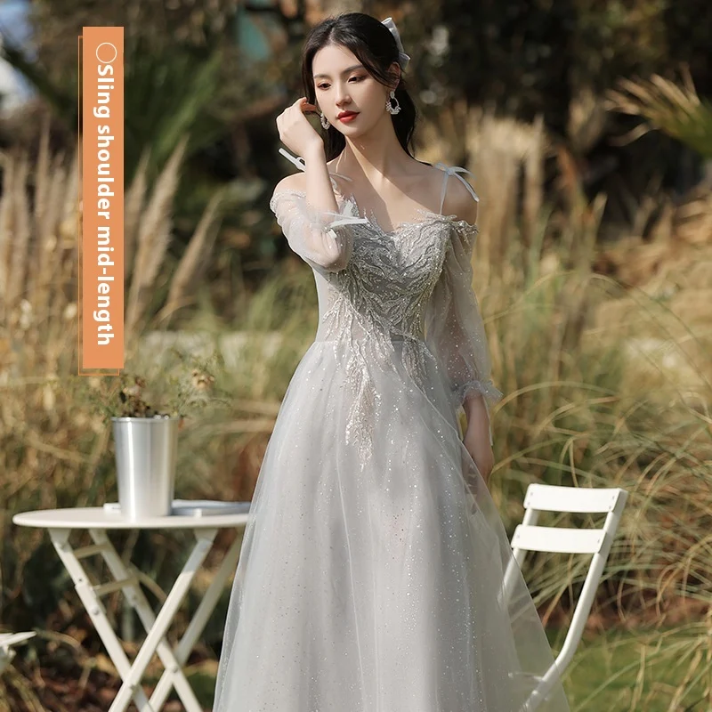 Dress Sisters Female Gray Slim Fit Girlfriend Clothes — image 6