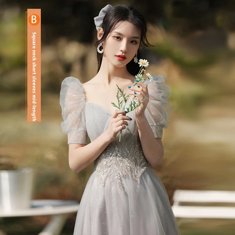 Dress Sisters Female Gray Slim Fit Girlfriend Clothes — image 4