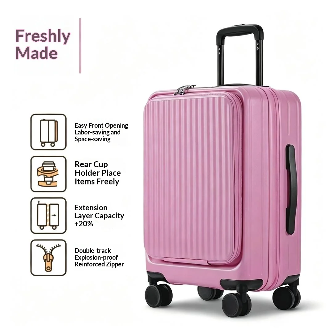 Dried Rose--new Side-opening Expandable 20-inch Carry-on Rolling Suitcase 26-lock… — image 3