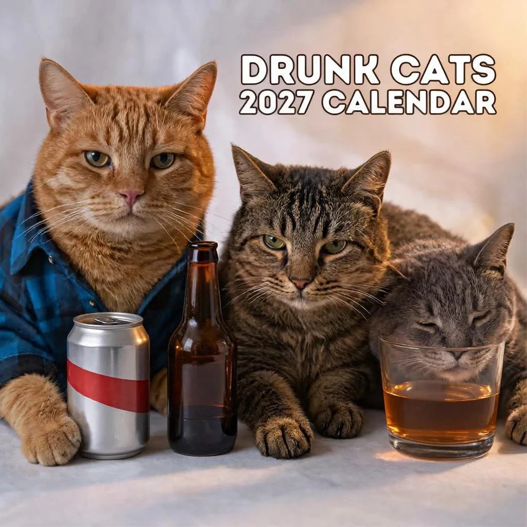 Drunken Cat Calendar Paper Craft Ornament — image 3