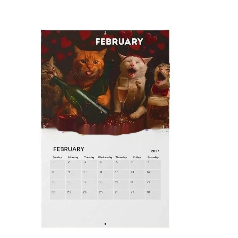 Drunken Cat Calendar Paper Craft Ornament — image 2