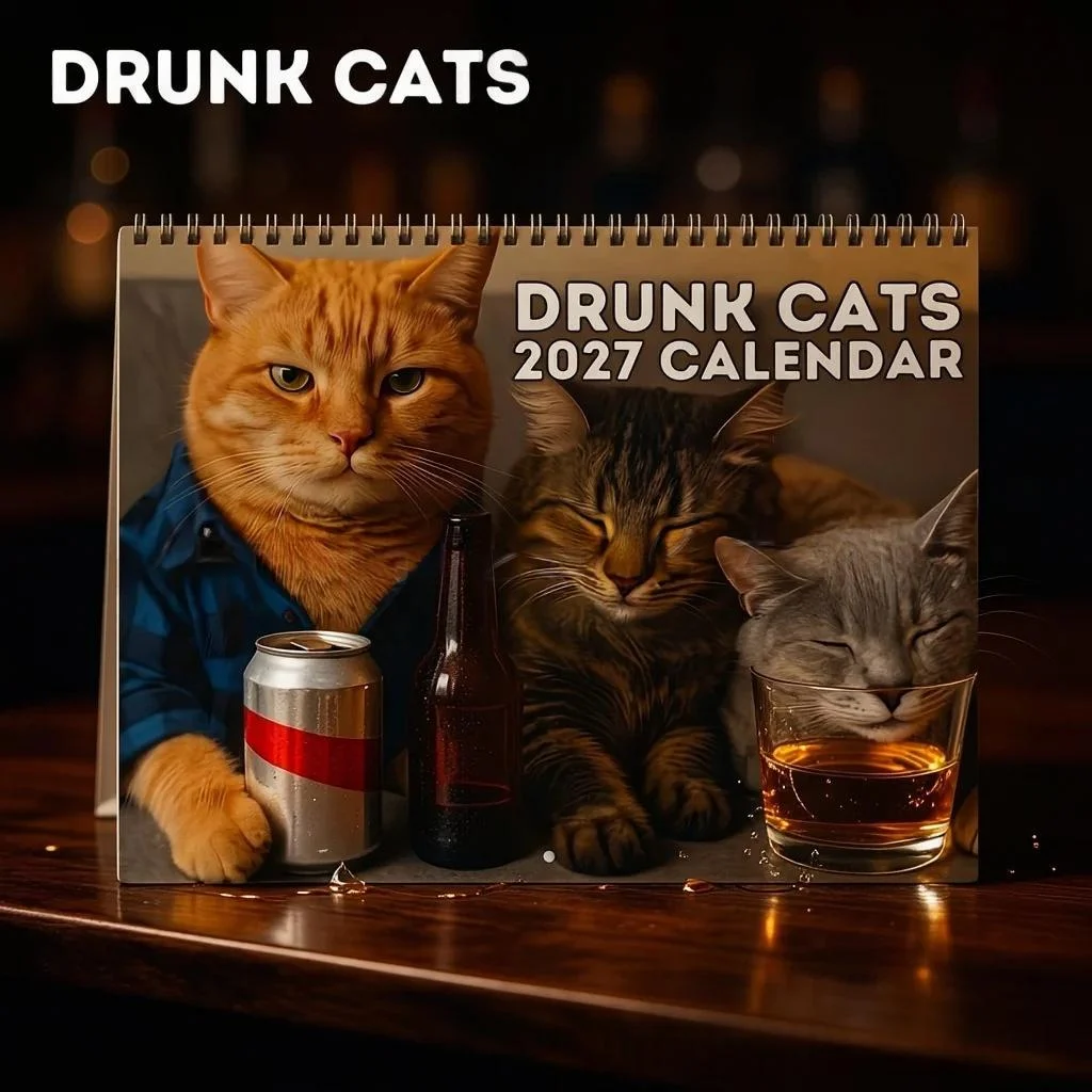 Drunken Cat Calendar Paper Craft Ornament — image 4