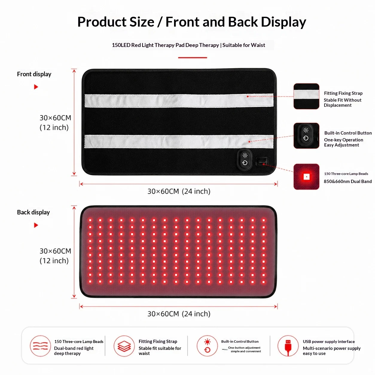 Dual-band Infrared Lumbar Therapy Pad That Can Be Draped Over The Waist And Back — image 4