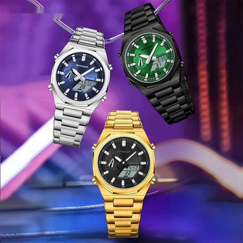 Dual-display Multi-function Summer-time Mens Watch — image 1