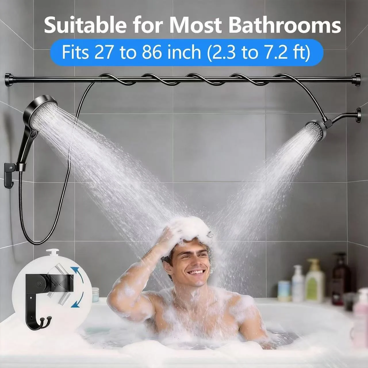 Dual-head Pressurized Shower With Multi-function Handheld Sprayer — image 4