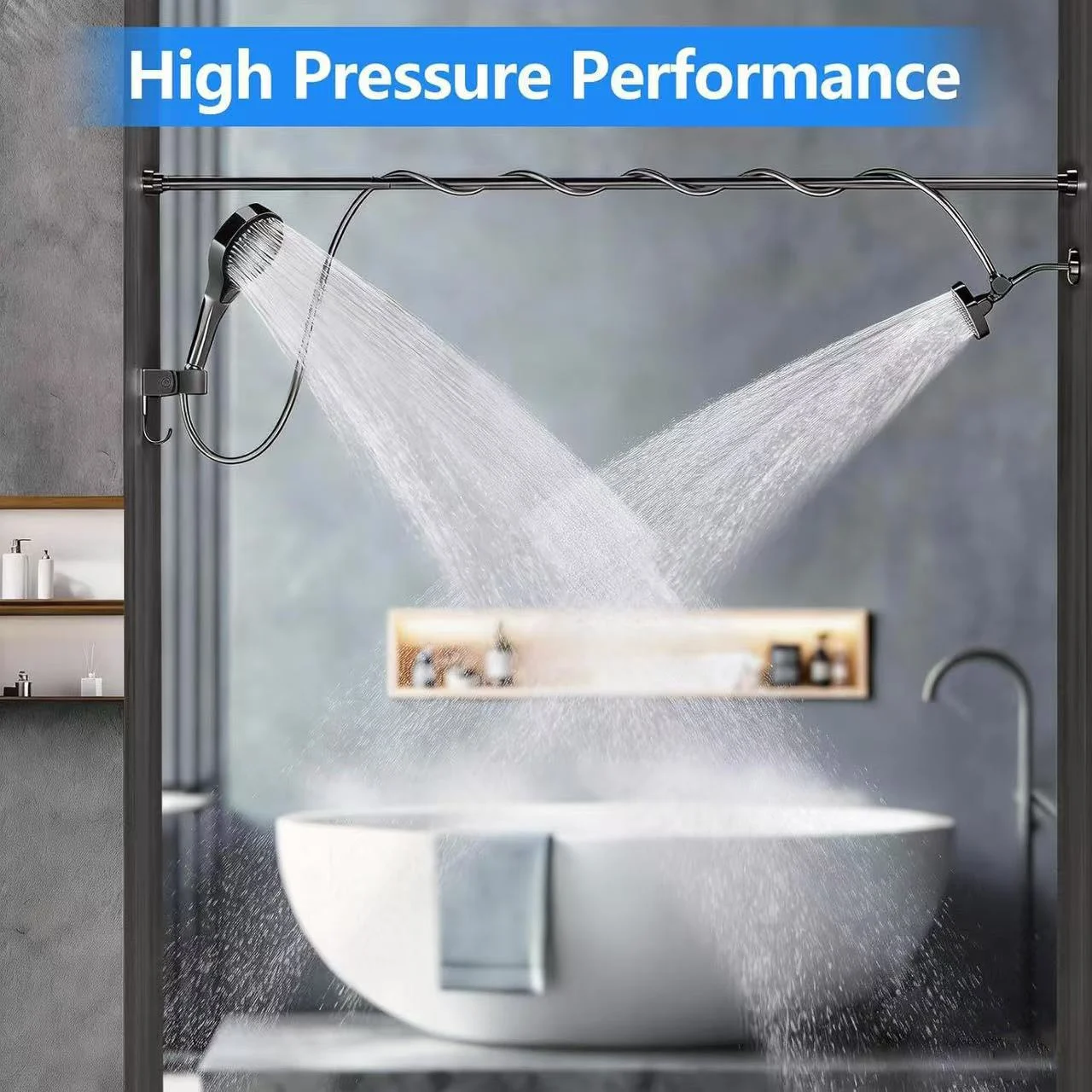 Dual-head Pressurized Shower With Multi-function Handheld Sprayer — image 2