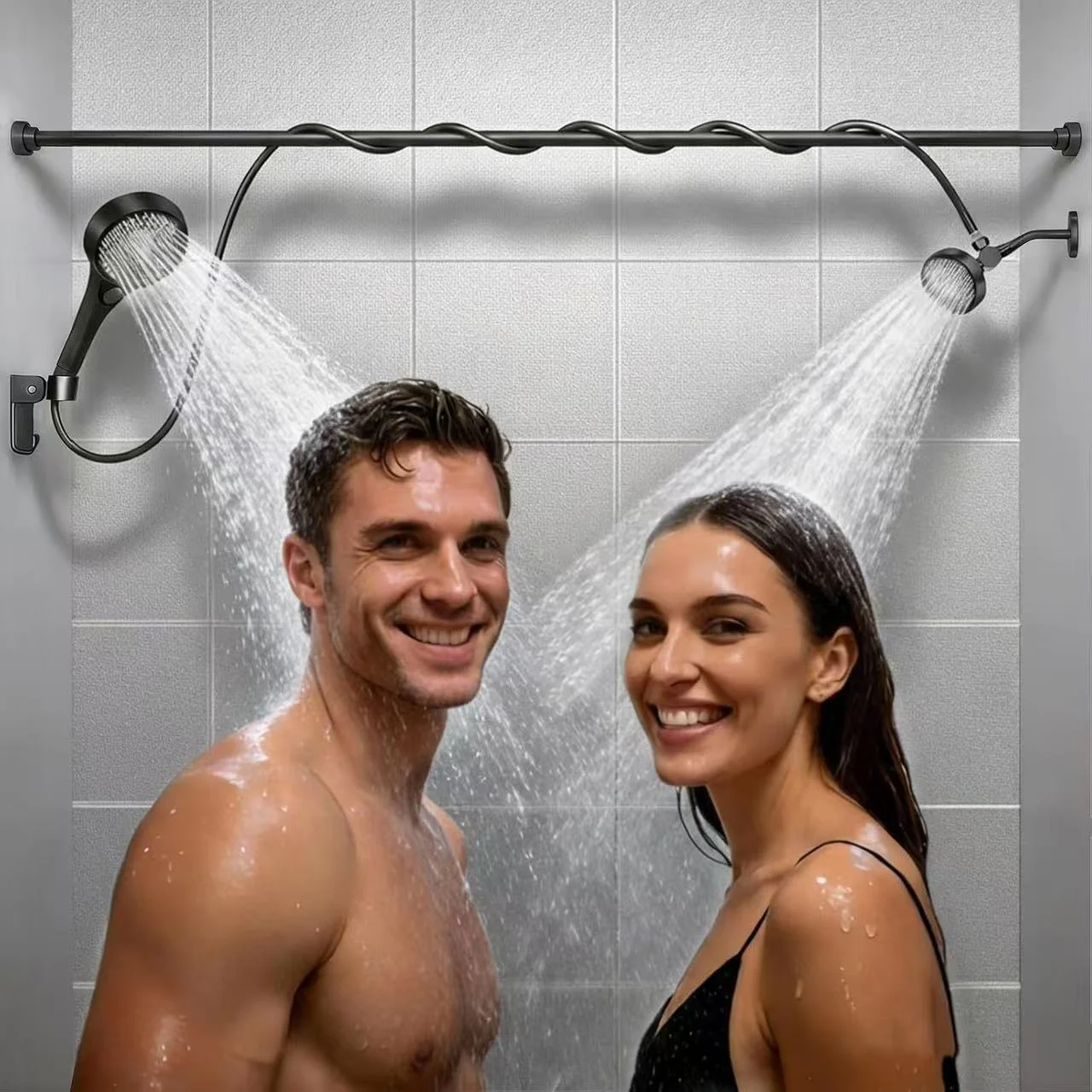 Dual-head Pressurized Shower With Multi-function Handheld Sprayer — image 1