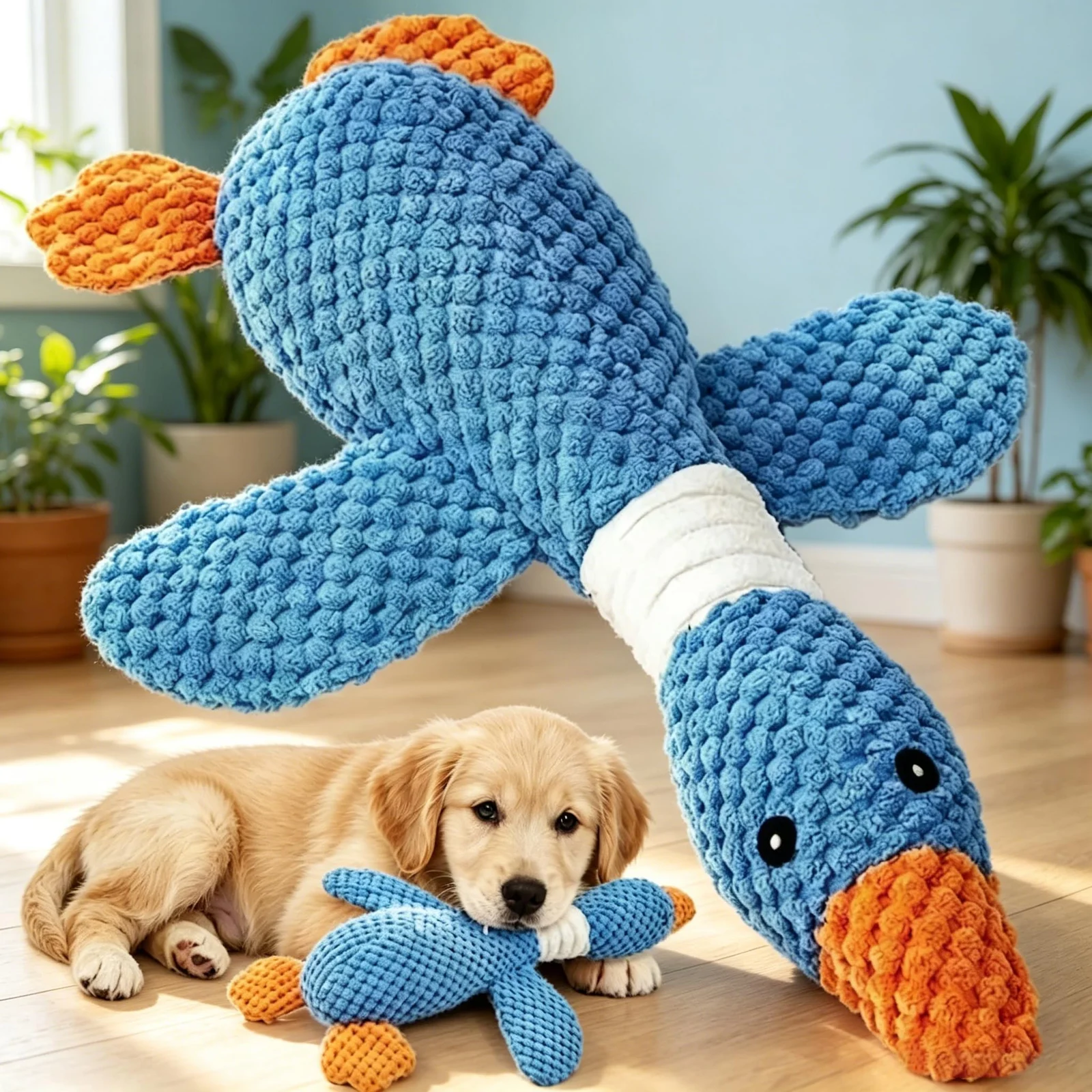 Duck Dog Toys For Aggressive Chewers - Fun Crinkle Squeaky Plush Chew The Best Puppy… — image 7