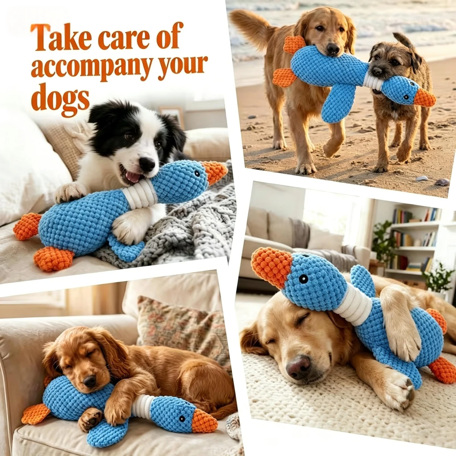 Duck Dog Toys For Aggressive Chewers - Fun Crinkle Squeaky Plush Chew The Best Puppy… — image 2