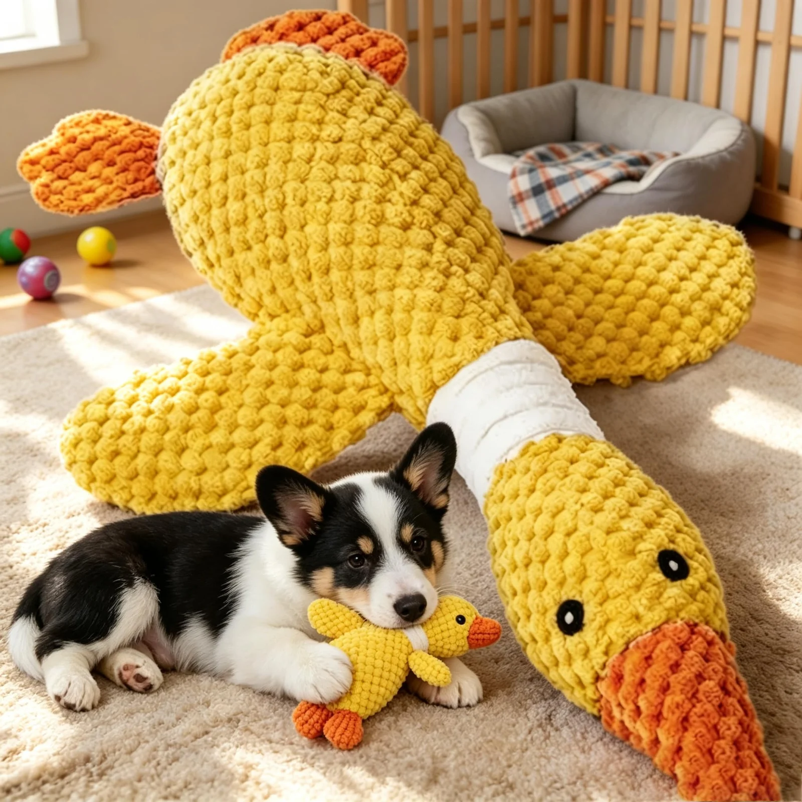 Duck Dog Toys For Aggressive Chewers - Fun Crinkle Squeaky Plush Chew The Best Puppy… — image 6