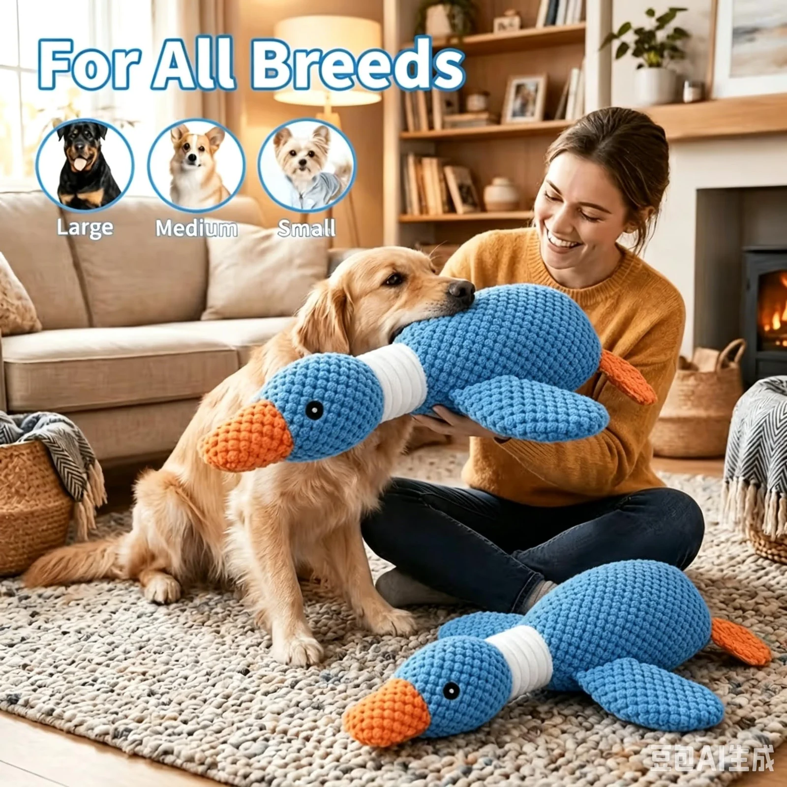 Duck Dog Toys For Aggressive Chewers - Fun Crinkle Squeaky Plush Chew The Best Puppy… — image 3