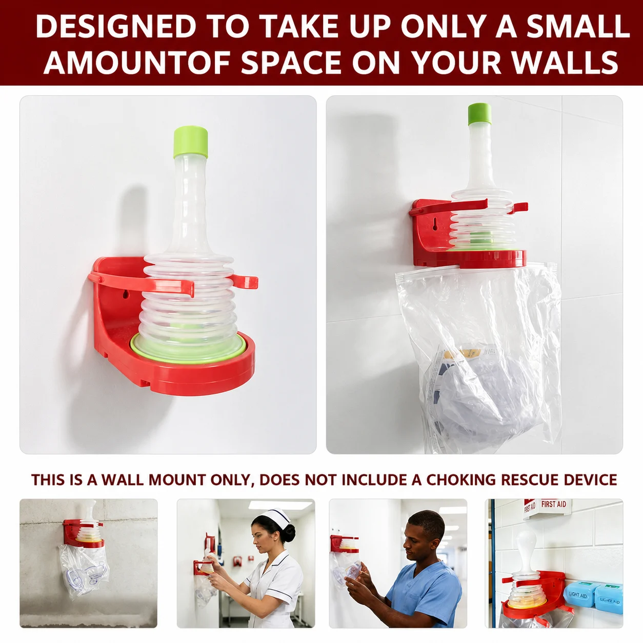 Durable ABS Red Choking Rescue Device Wall Mount Bracket Airway Clearance Tool Storage… — image 4