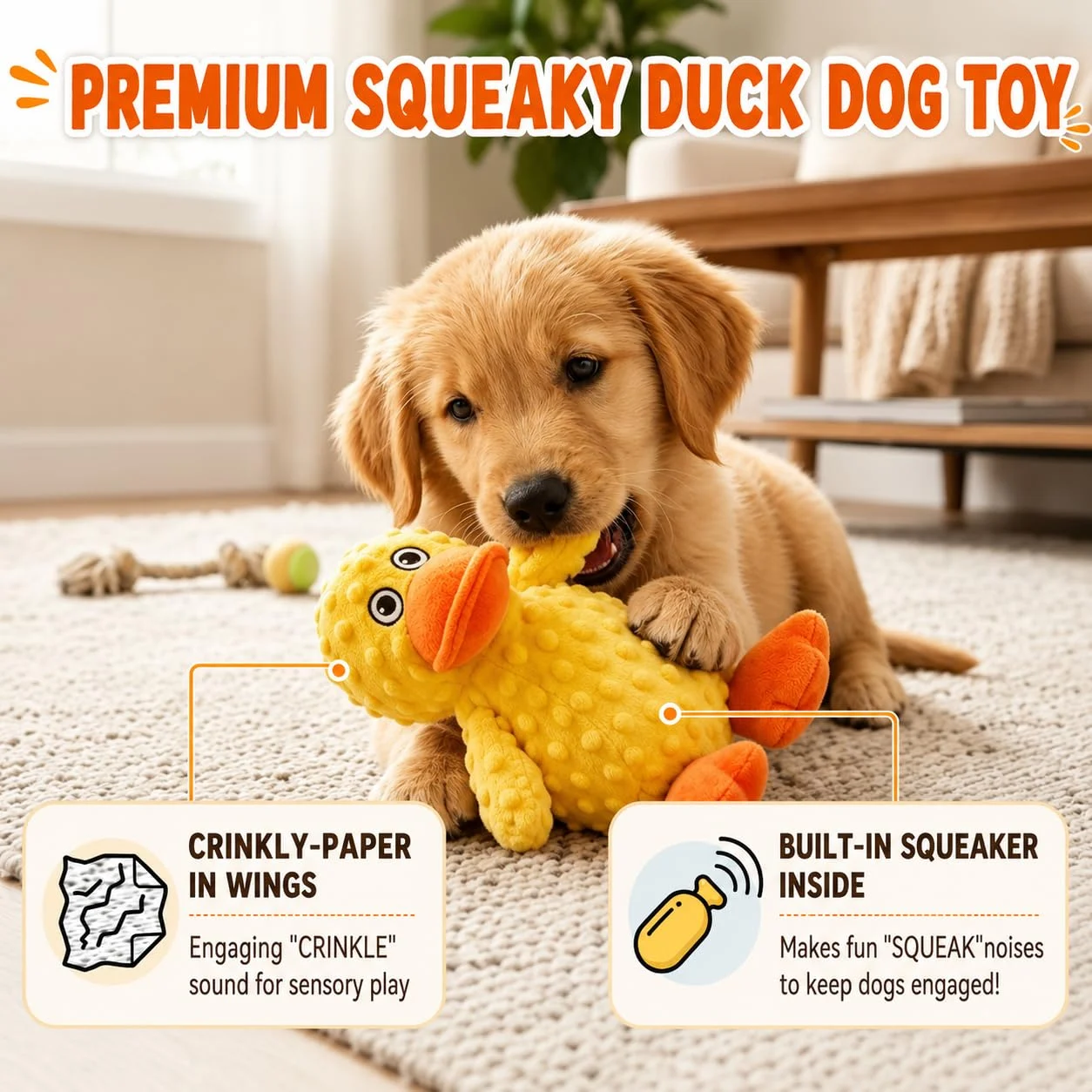 Durable Squeaky Plush Dog Toy, Chew Guard Stuffed Toys For Aggressive Chewers, No… — image 3