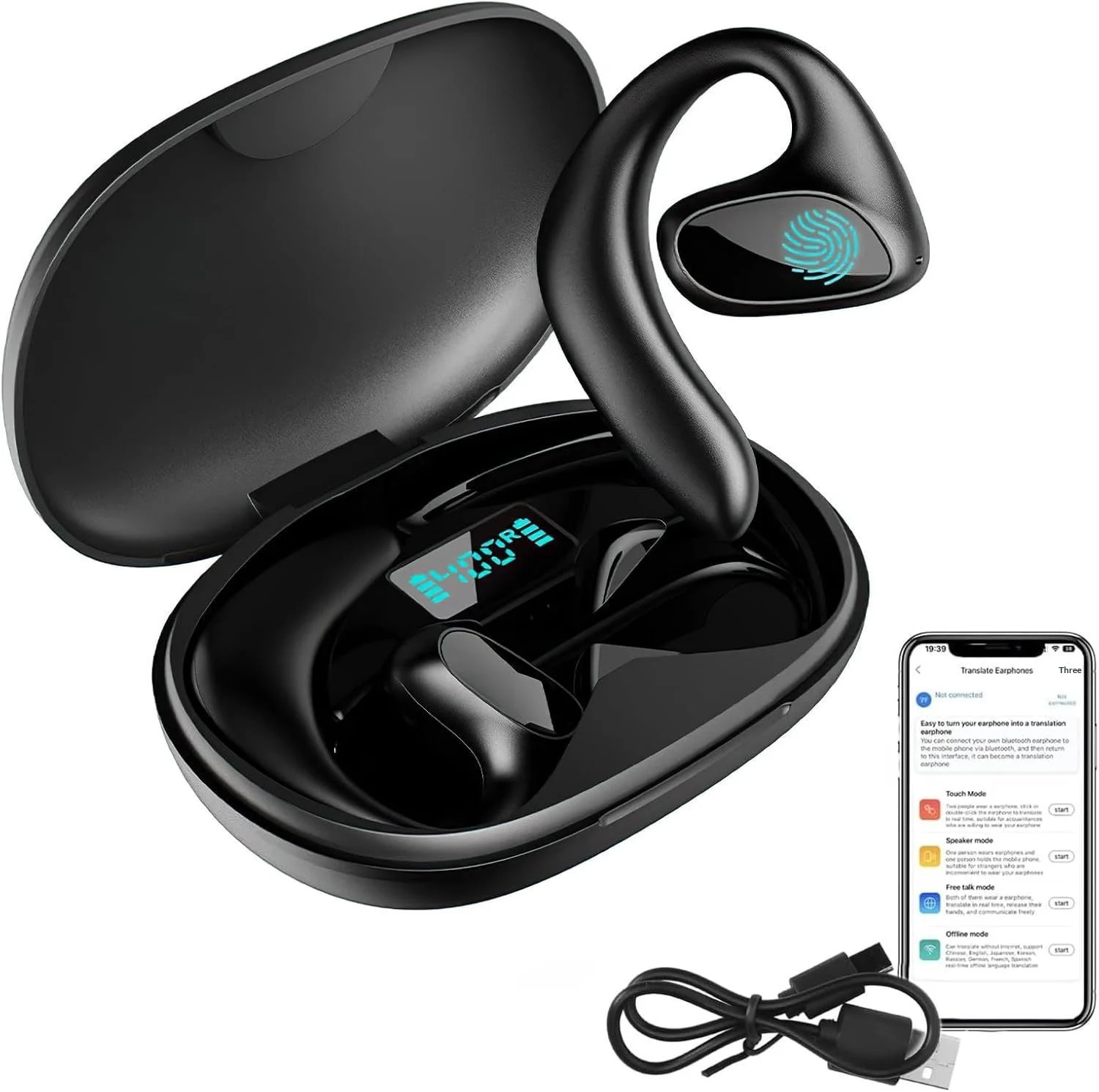 Ear-hook Wireless Translation Headphones - Long Battery Life Open-ear Bluetooth… — image 6