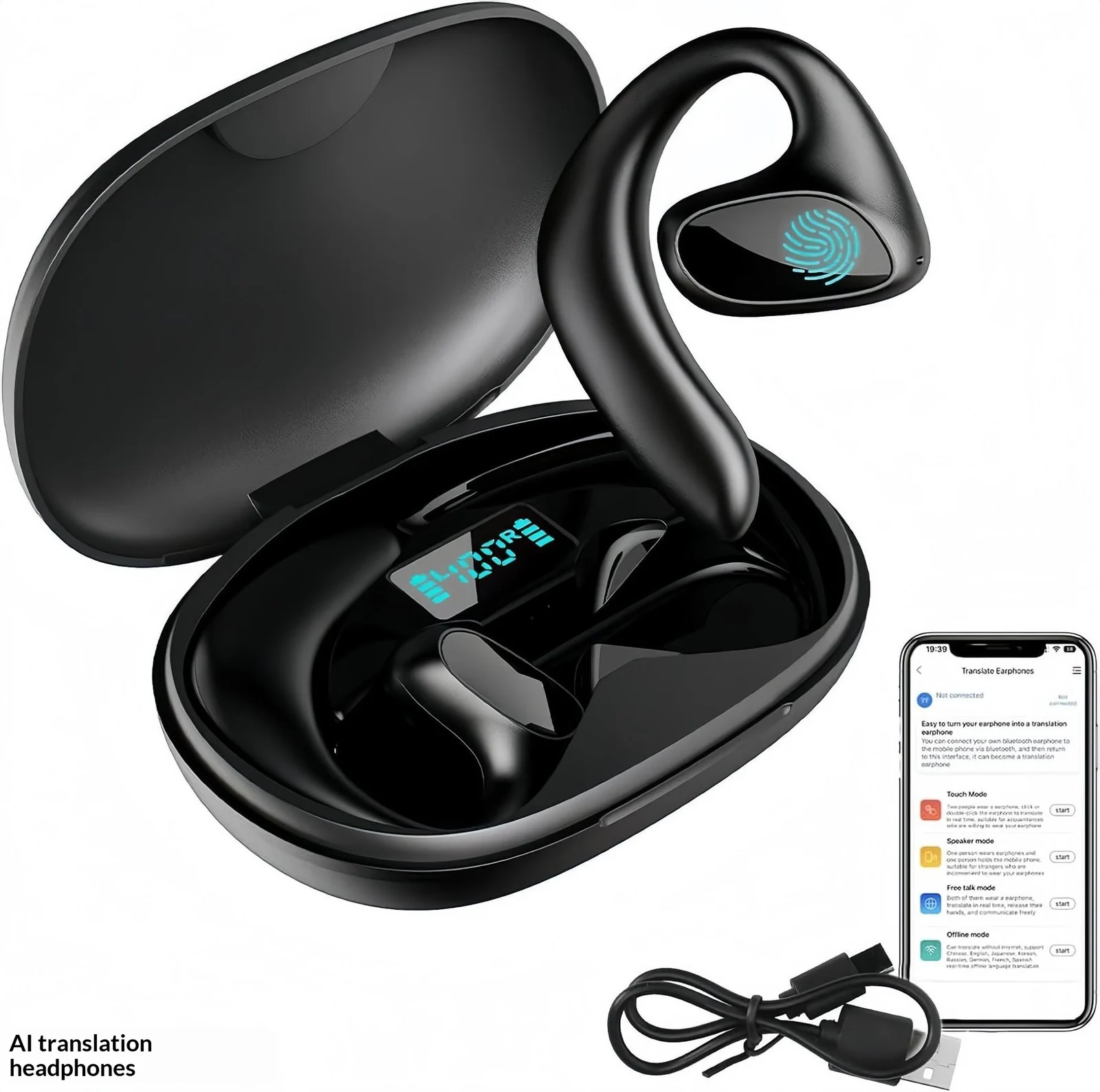Ear-hook Wireless Translation Headphones - Long Battery Life Open-ear Bluetooth… — image 2