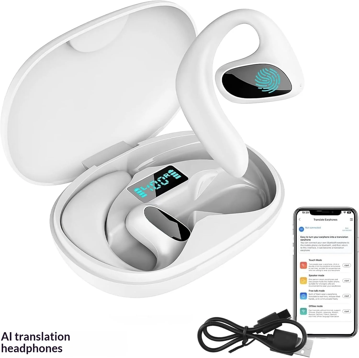 Ear-hook Wireless Translation Headphones - Long Battery Life Open-ear Bluetooth… — image 3