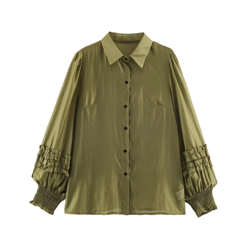 Early Autumn Ruffled-edge Long-sleeve Shirt For Women — image 1