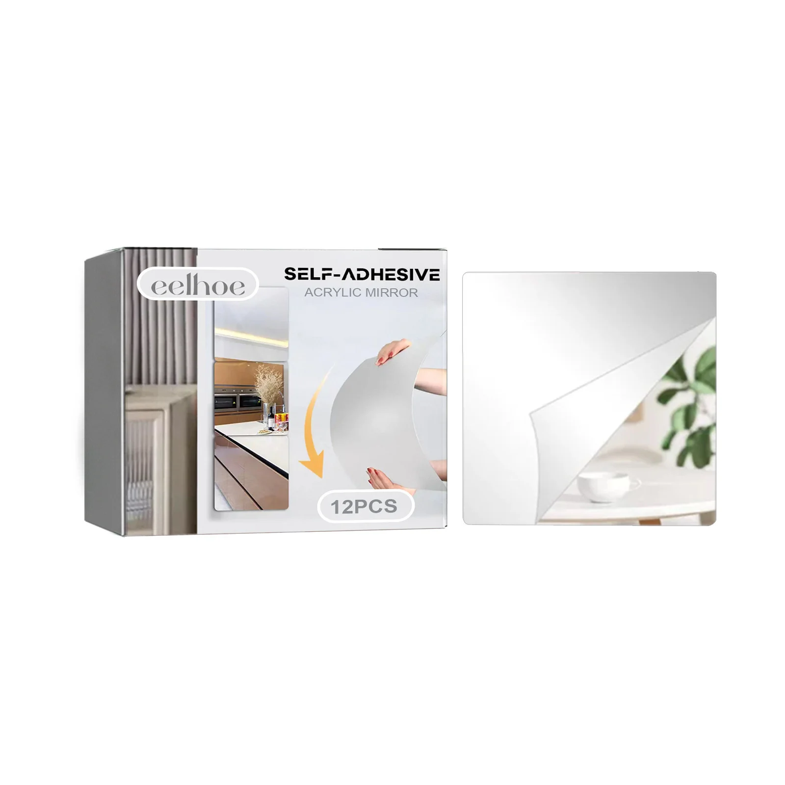 Eelhoe Self-adhesive Anti-fall Wall Mirror Bedroom Splicing Sticker Three-dimensional… — image 3