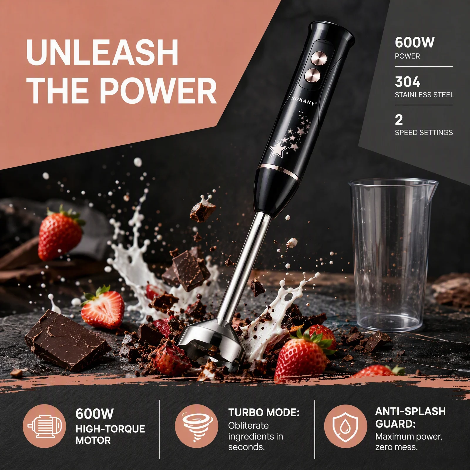 Electric Hand Blender With Blending Cup — image 3