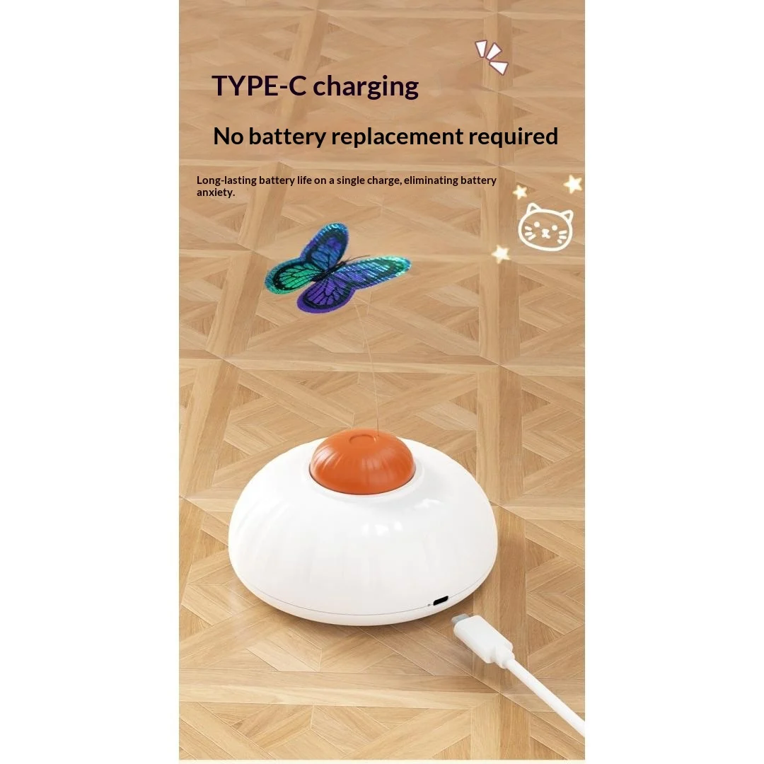 Electric Interactive Butterfly Cat Wand Toy, Auto-sensing Self-play Pet Toy. — image 2