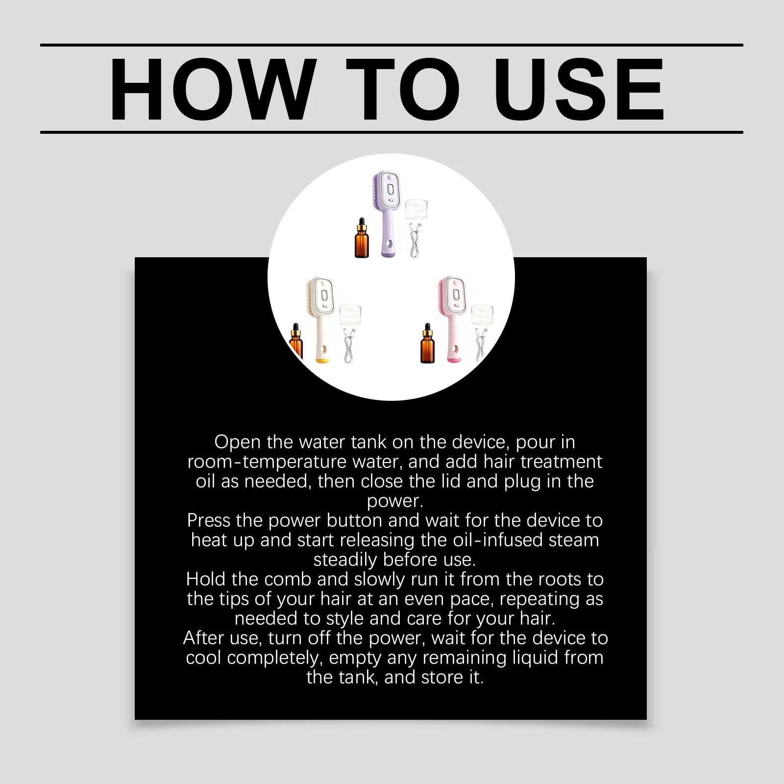 Electric Mist Curing Massage Comb Cream White Suit Red Light-essence-measuring Cup-… — image 3