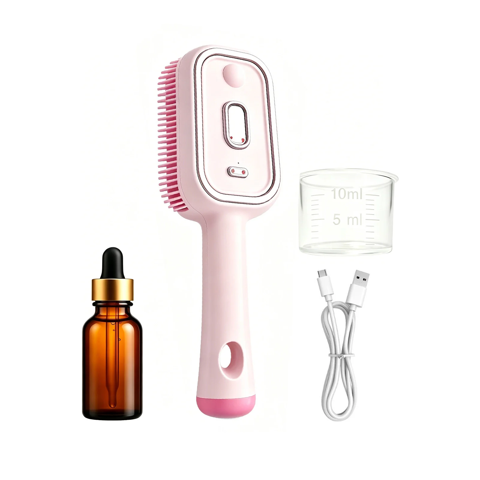 Electric Mist Curing Massage Comb Set Red Light-essence-measuring Cup - Nude Pink… — image 6