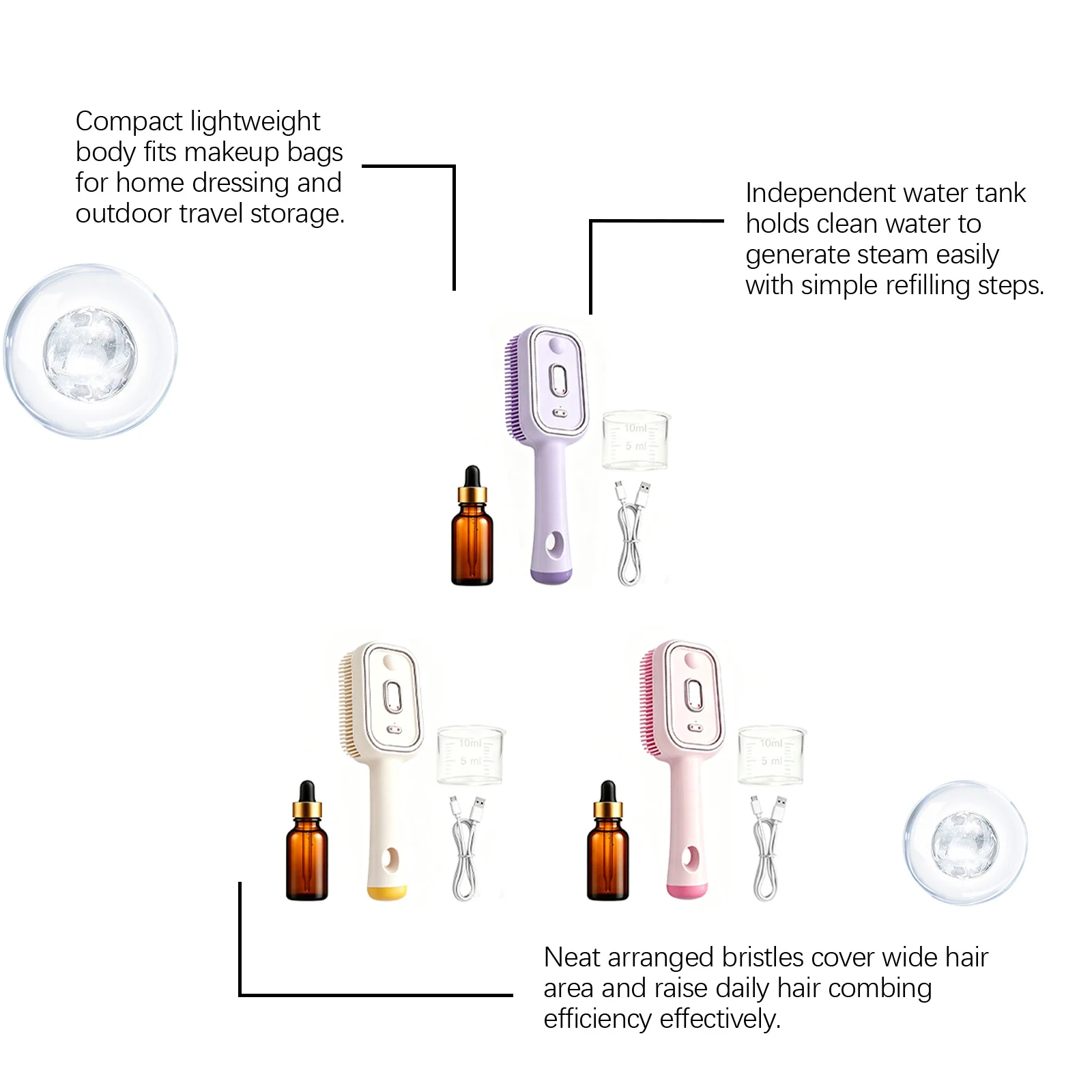 Electric Mist Curing Massage Comb Set Red Light-essence-measuring Cup - Nude Pink… — image 7