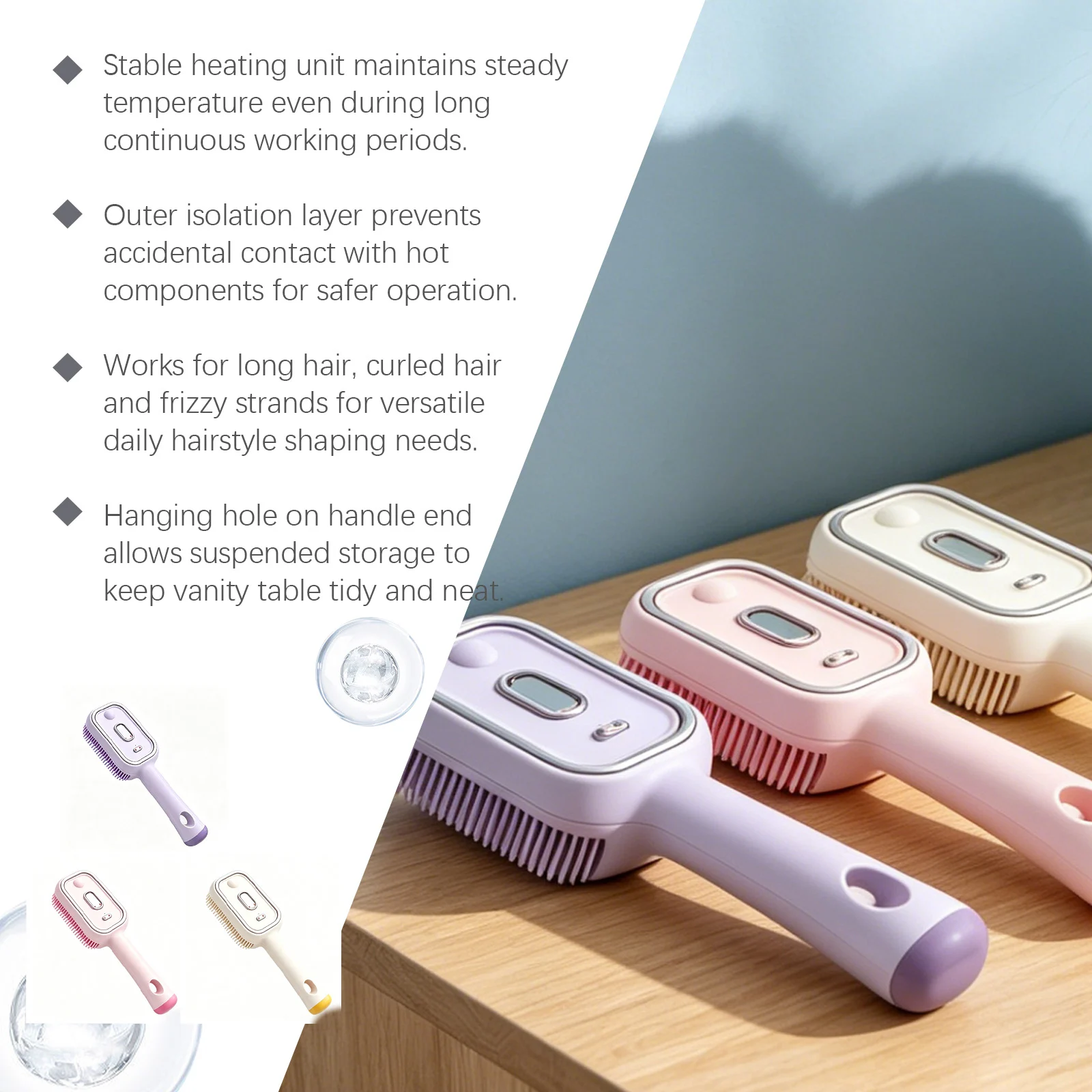 Electric Mist Massage Comb, Off White — image 4