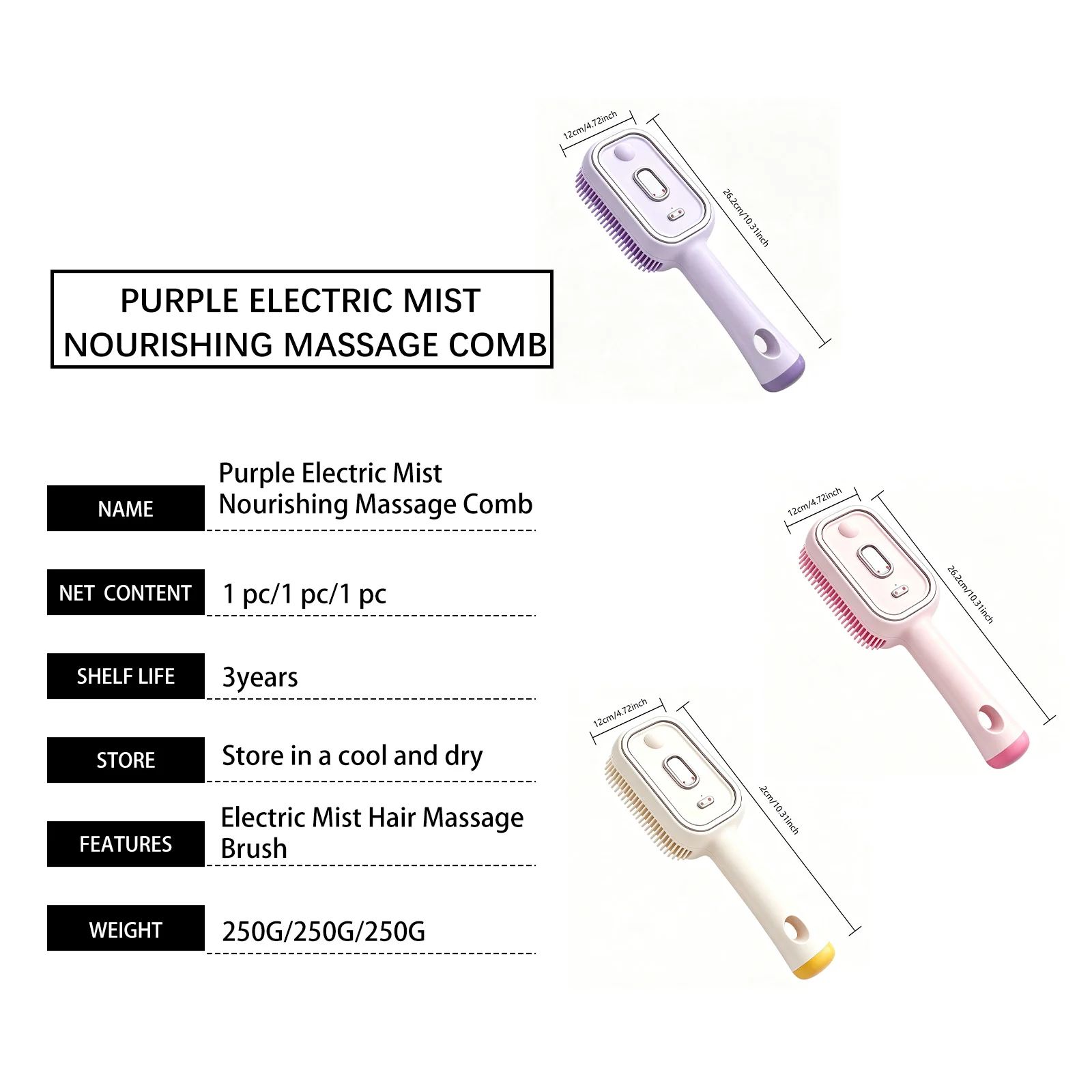 Electric Mist Massage Comb Purple — image 4