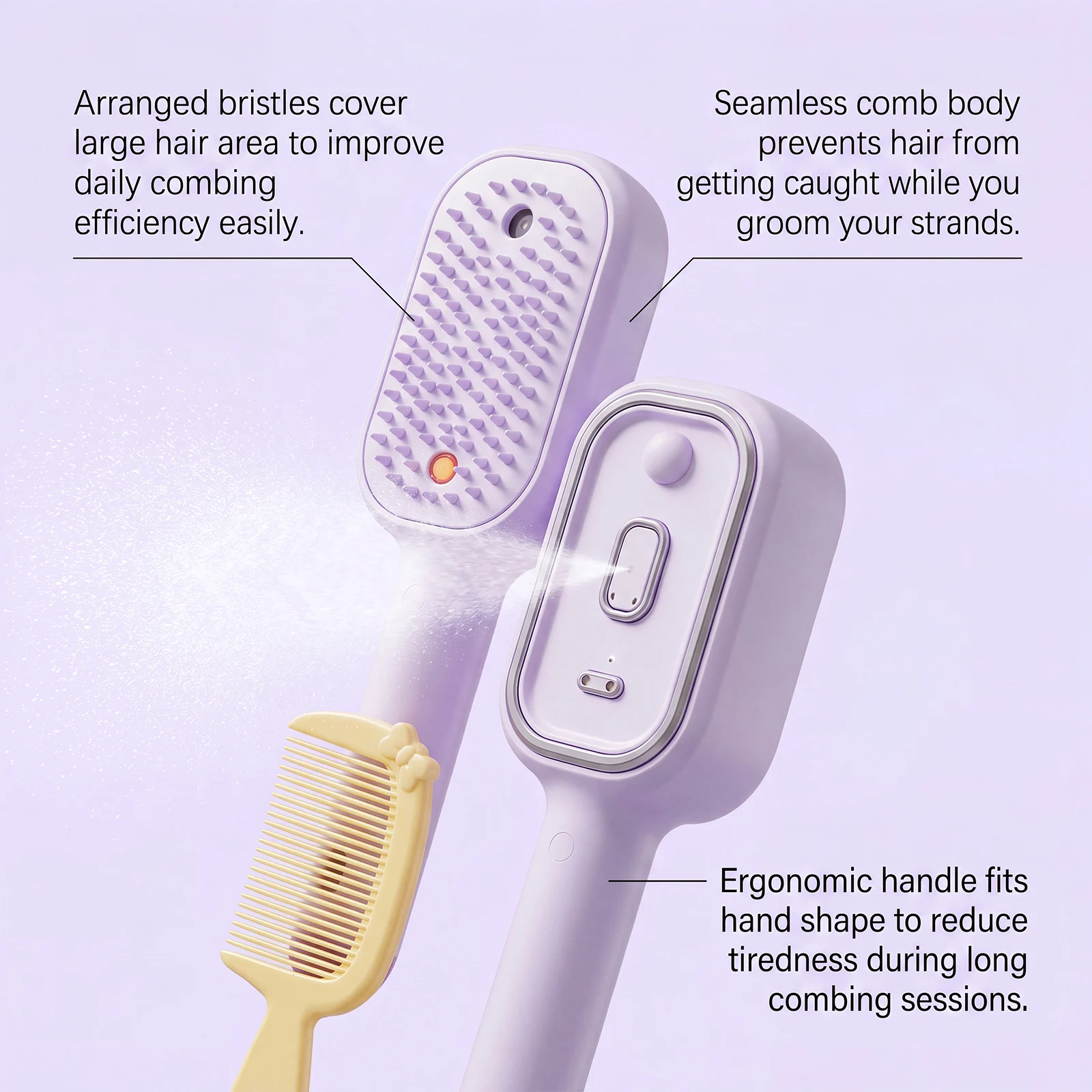 Electric Spray Airbag Purple Massage Comb-yellow Hairdressing Comb Set — image 6