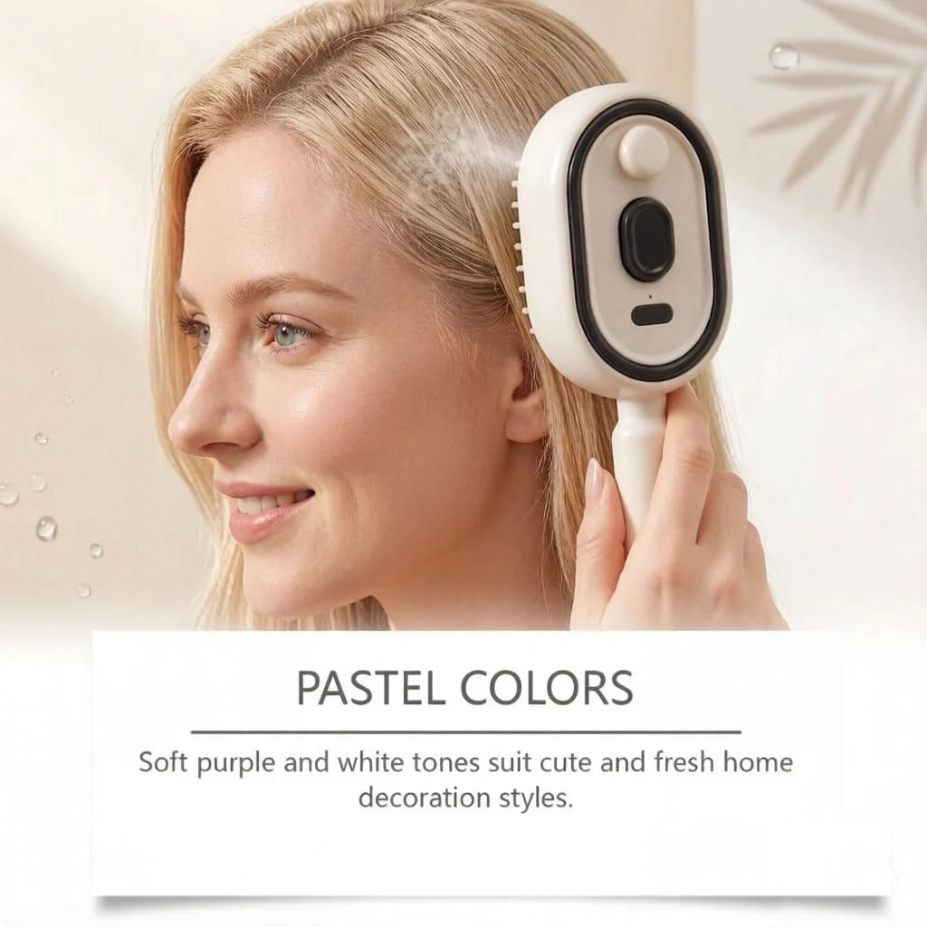 Electric Spray Massage Hair Brush,300 Mah Steaming Care Brush, Rechargeable Detangling… — image 6