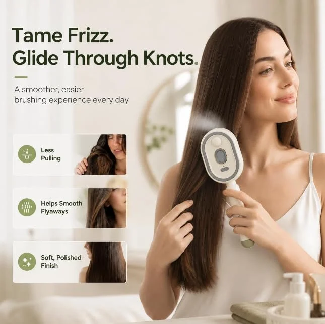 Electric Spray Massage Hair Brush,300 Mah Steaming Care Brush, Rechargeable Detangling… — image 4