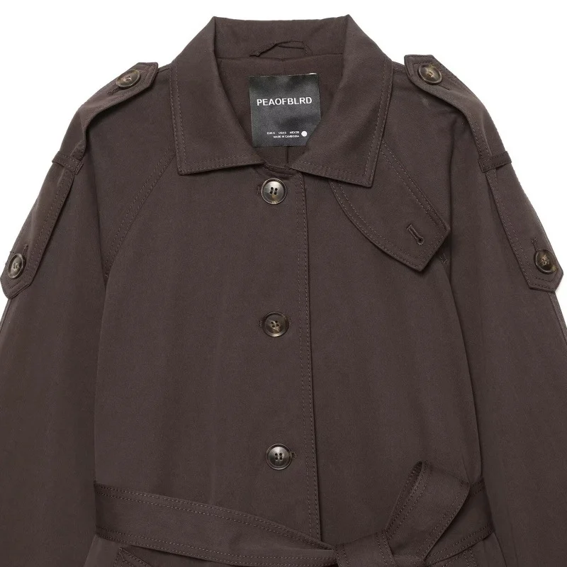 Elegant Belted Twill-textured Trench Coat — image 4