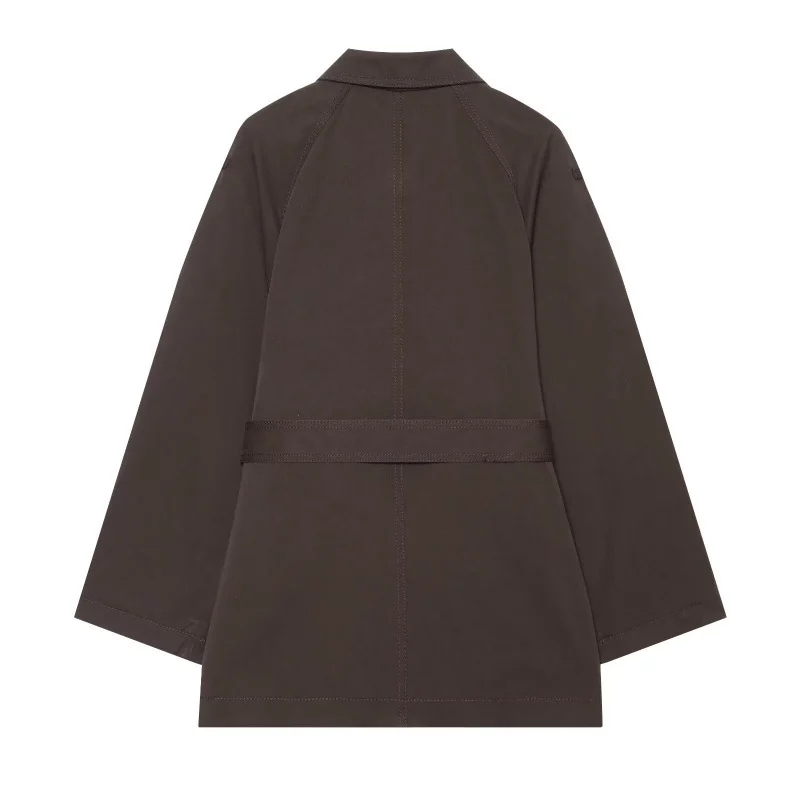 Elegant Belted Twill-textured Trench Coat — image 2
