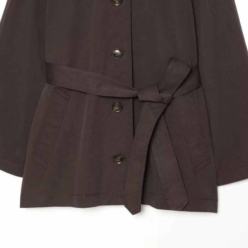 Elegant Belted Twill-textured Trench Coat — image 3