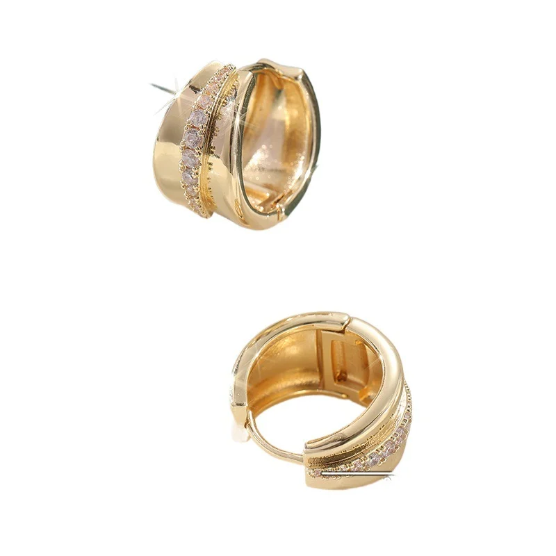 Elegant Crystal Wave Hoop Earrings Gold Tone Brass Women Daily Party Fashion Jewelry… — image 3