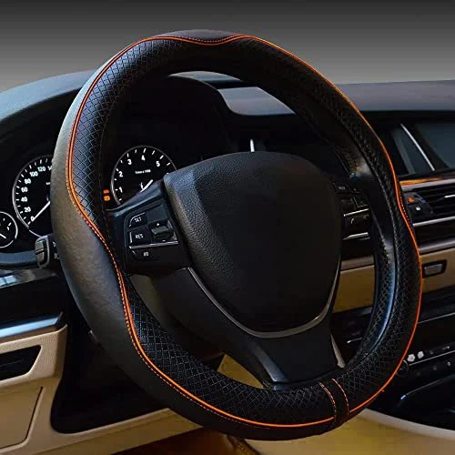 Embossed All-season Universal Leather Steering Wheel Cover — image 4