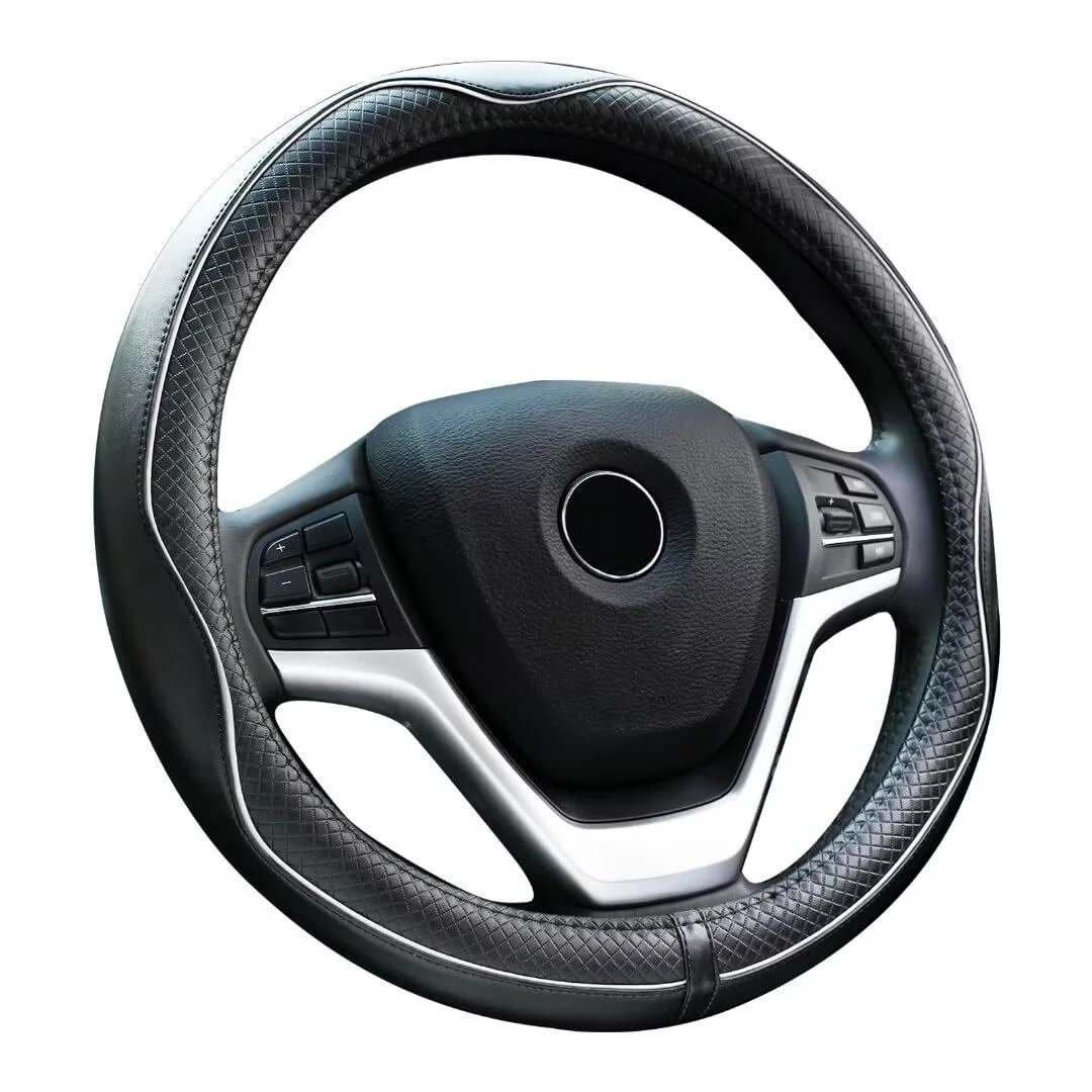 Embossed All-season Universal Leather Steering Wheel Cover — image 7