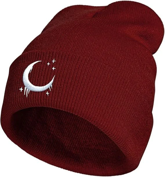 Embroidered Knitted Hat With Moon And Stars Design Autumnwinter Wool — image 6