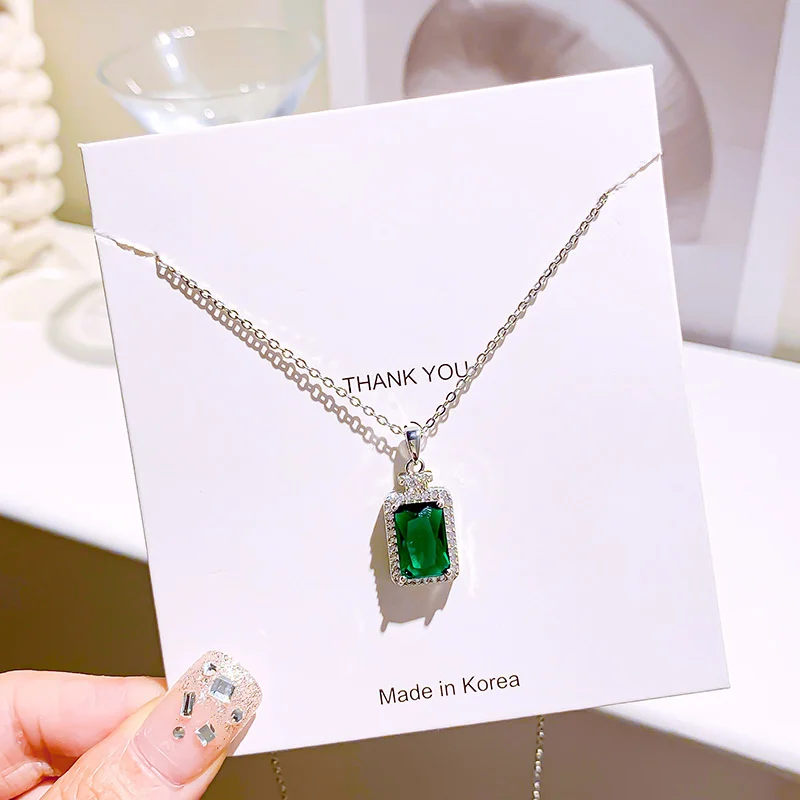 Emerald Gem Perfume Bottle Titanium Steel Necklace Women's Light Luxury Niche Clavicle… — image 4