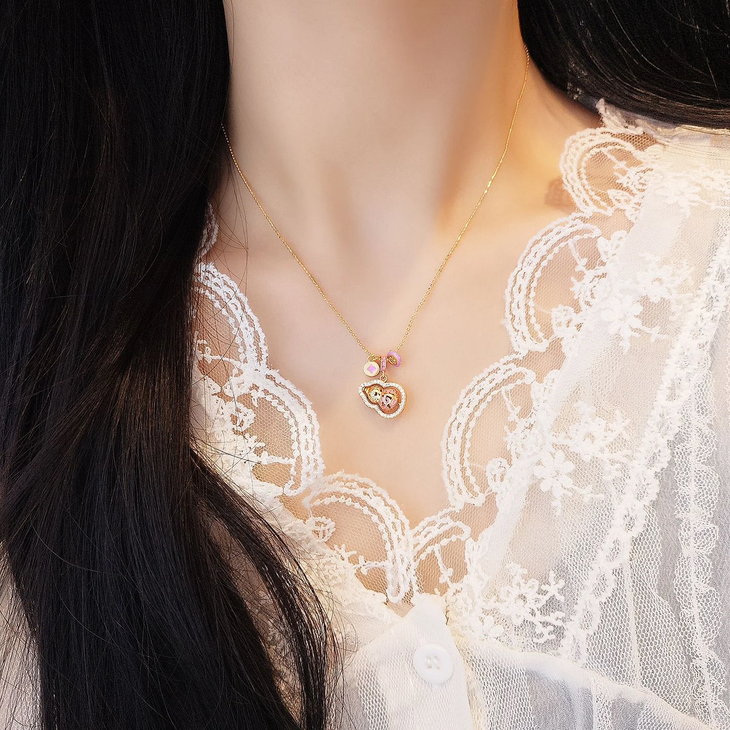 Enamel Dynamic Gourd Necklace For Women — image 5